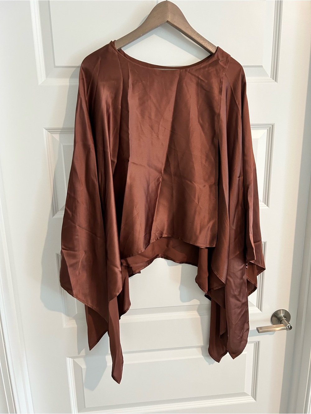 Sies Marjan Satin Draped Top Assymetrical Chocolate Brown Size 8 - Picture 2 of 13